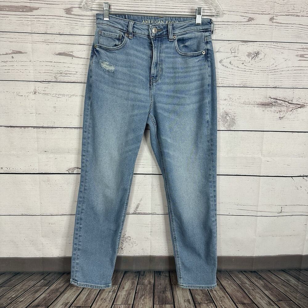 American Eagle Jeans Womens 4 Blue Mom High‎ Rise Distressed 90s Casual Relaxed